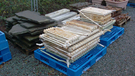 Antique radiators on a pallet